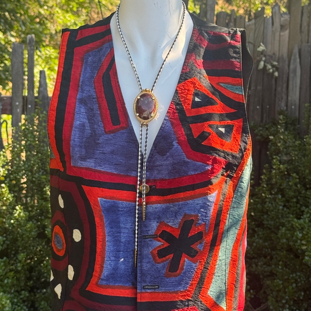 Vintage Abstract Patterned Silk Vest